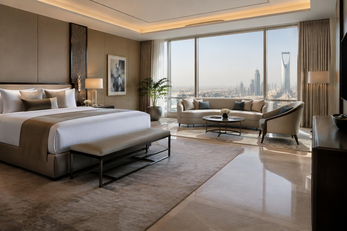 A hotel suite booked through Mazaya Taba